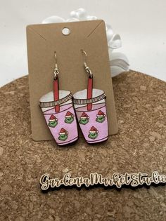 308 Grinch Drink Dangle Earring