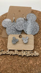 0000 Silver Glitter Acrylic Mickey Earrings - Dangle & Post - Mommy & Me