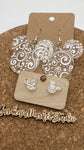 0000 White Swirls Acrylic Mickey Earrings - Dangle & Post - Mommy & Me