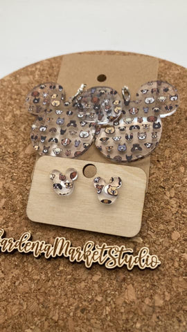 0000 Dogs Acrylic Mickey Earrings - Dangle & Post - Mommy & Me