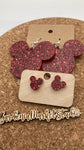 0000 Red Glitter Acrylic Mickey Earrings - Dangle & Post - Mommy & Me