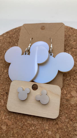 0000 Opal Acrylic Mickey Earrings - Dangle & Post - Mommy & Me