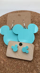 0000 Robins Egg BLue Acrylic Mickey Earrings - Dangle & Post - Mommy & Me