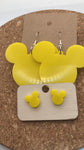 0000 Yellow Acrylic Mickey Earrings - Dangle & Post - Mommy & Me