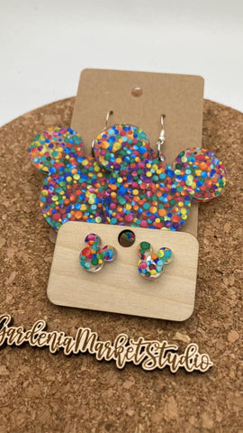 0000 Lots of Dots Acrylic Mickey Earrings - Dangle & Post - Mommy & Me