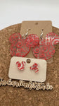 0000 Red Swirls Acrylic Mickey Earrings - Dangle & Post - Mommy & Me