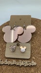 0000 Rose Gold Mirror Acrylic Mickey Earrings - Dangle & Post - Mommy & Me