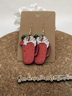 309 Grinch Drink Dangle Earrings