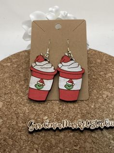 310 Grinch Drink Dangle Earrings