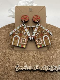 258 Gingerbread House Dangle Earrings