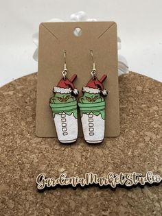 307 Grinch Drink Dangle Earring