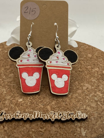 215 Valentine Mouse Coffee Dangle Earrings