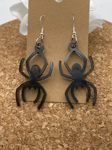 158 Black Spider Earrings