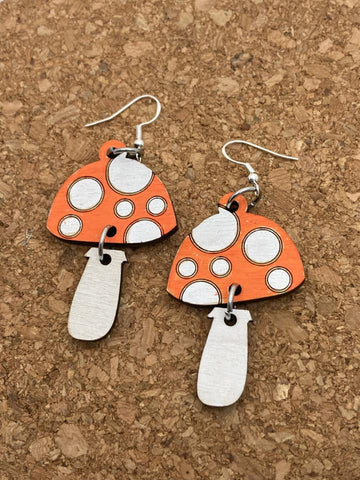 067 Hinged Mushroom Earrings