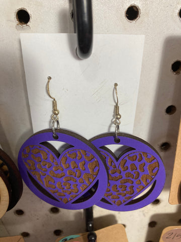 164 Leopard Heart Circle Dangle Earring