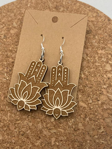 075 Hamsa Lotus Earrings