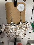 024 Highlander Floral Cow Dangle Earrings