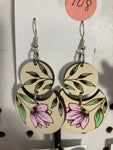 108 Double Circle Floral Dangle Earrings