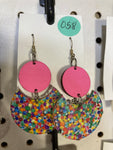 058 Double Circle Lots of Dots Dangle Earring