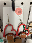 205 Heart Football Team Spirit Dangle Earrings