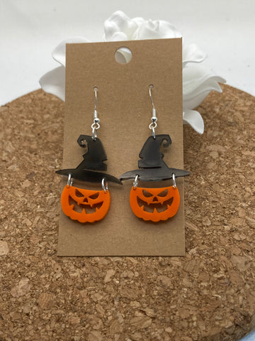 177 Pumpkin Witch Earrings