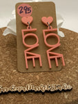 295 Love with Heart Dangle Earrings Watermelon Pink