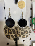 019 Double Circle Leopard and Black Dangle Earrings