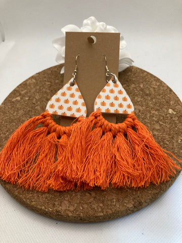 212 Pumpkin Teardrop Macrame Earrings