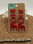 295 Love with Heart Dangle Earrings Red