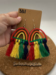 331 Rainbow Macrame Dangle Earrings