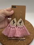 332 Flamingo Macrame Earrings