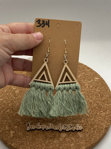 334 Triange Dangle Macrame Earrings