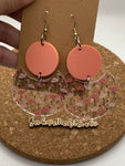 017 Double Circle Flamingo Dangle Earrings