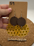 059 Double Circle Sunflower Dangle Earrings