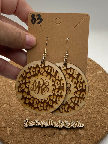 083 Leopard Monogram Dangle Earrings