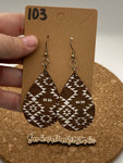 103 Aztec etched Dangle Earrings