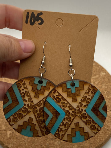 105 Aztec Round Dangle Earrings