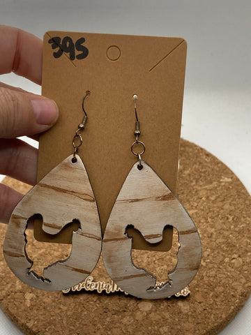 395 Chicken Cutout Teardrop Dangle Earrings