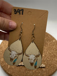 397 Bull on Teardrop Dangle Earrings