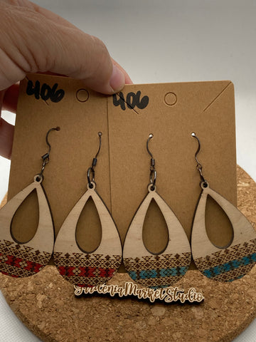 406 Boho Tribal Open Teardrop Dangle Earrings