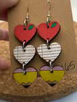 165 Teacher Trio Heart Dangles