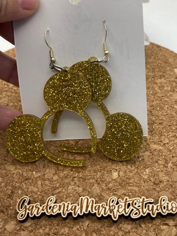 God Glitter Mouse Headband Dangle Earrings