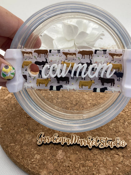 Tumbler Topper Tag -  Cow Mom