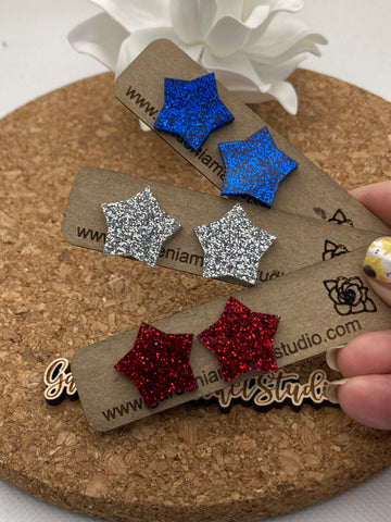 Patriotic Trio - Glitter Star Studs