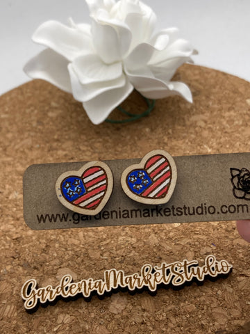 31 Patriotic Heart Studs