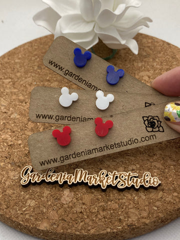 Patriotic Trio - Micro Mouse Heads Studs