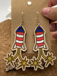 032 Patriotic Firework Dangle Earrings