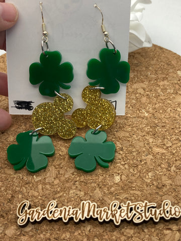 457 Clover and Mouse Dangle Earrings