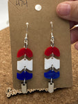 474 Hinged RWB Ice Cream Acrylic Dangle Earrings