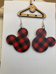 D282 - Buffalo Plaid Mickey Head Earrings